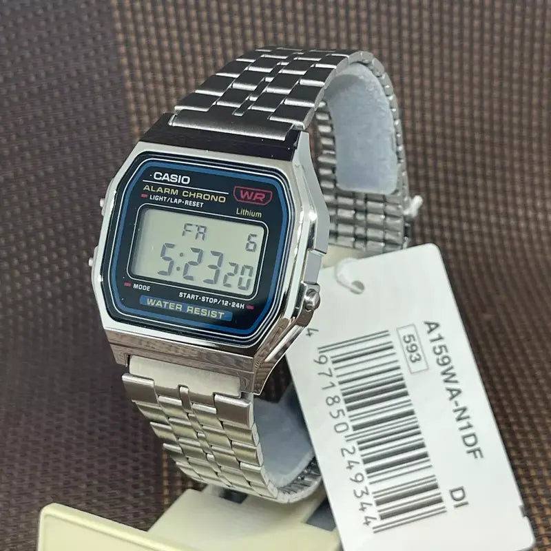 Montre Casio Numérique Rétro Homme – Acier Inoxydable, Étanche, Style Vintage