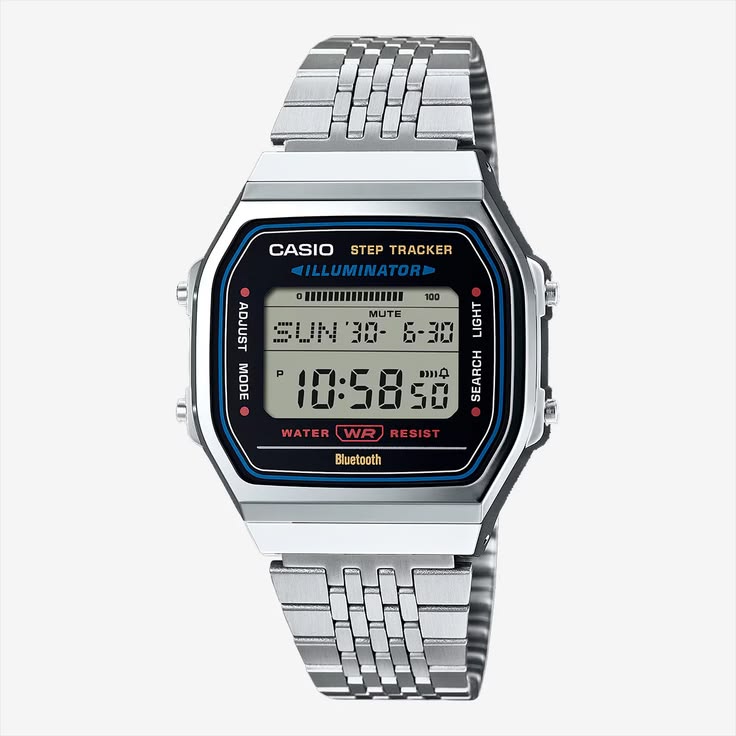 Montre Casio Numérique Rétro Homme – Acier Inoxydable, Étanche, Style Vintage