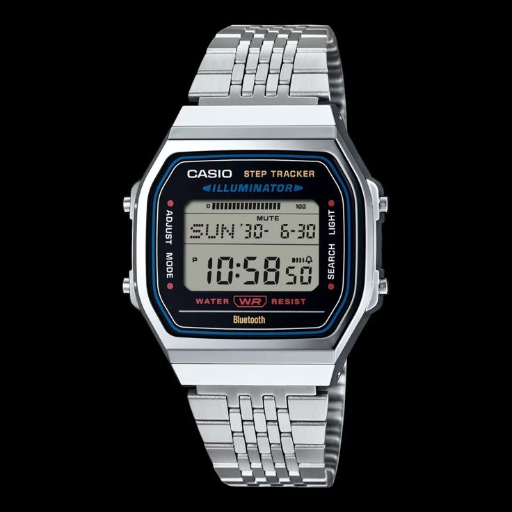 Montre Casio Numérique Rétro Homme – Acier Inoxydable, Étanche, Style Vintage