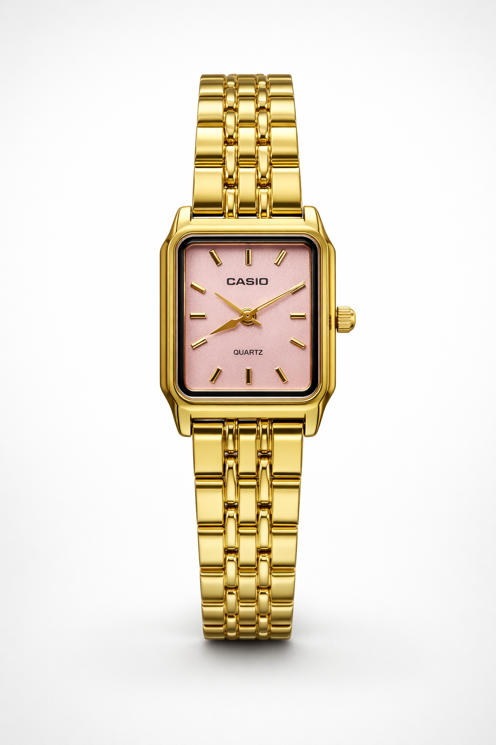 Montre Casio Femme Dorée Cadran Rose - Élégance Vintage Bracelet Acier Doré