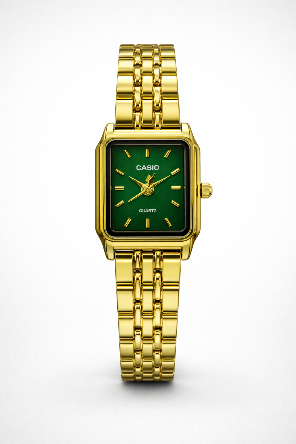 Montre Casio Femme Dorée Cadran Vert Émeraude - Luxe Vintage Bracelet Acier Doré