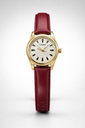 Montre Casio Élégante Analogique à Bracelet en Cuir Bordeaux et Boîtier Doré