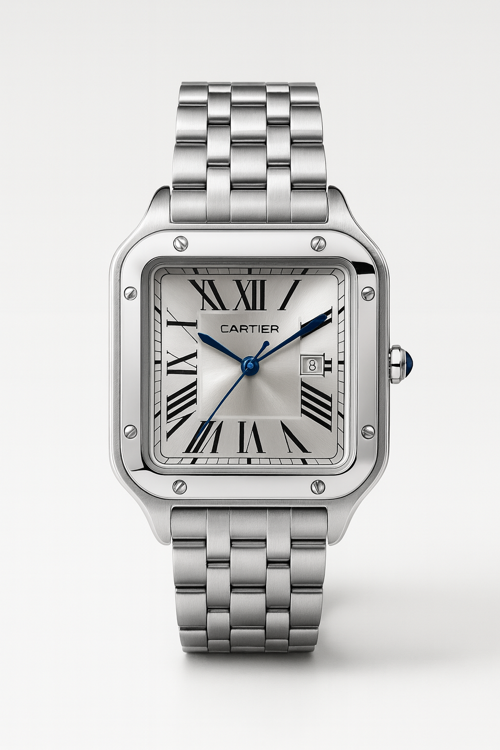Montre Cartier Style Santos en Acier Inoxydable Argent – Design Classique et Intemporel