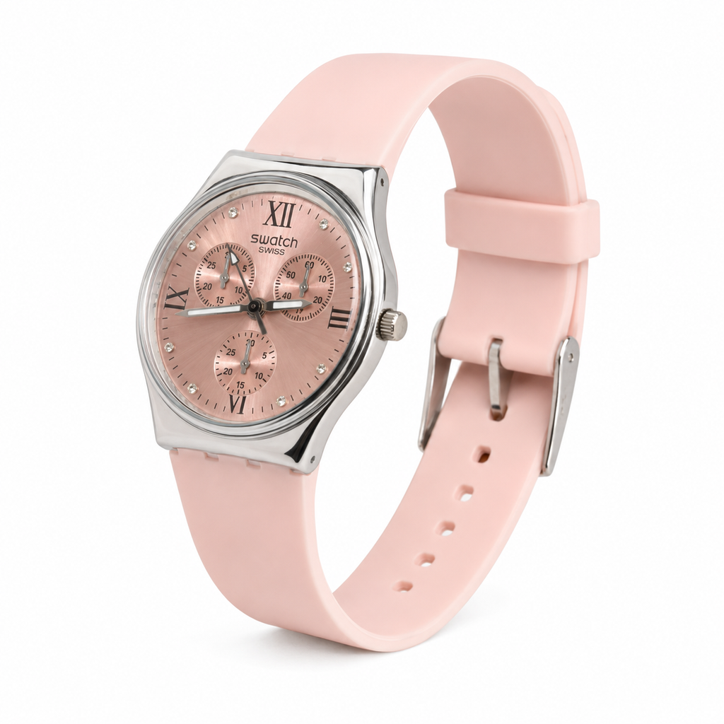 Swatch Chrono Rose Tendresse – L’Élégance Féminine au Quotidien