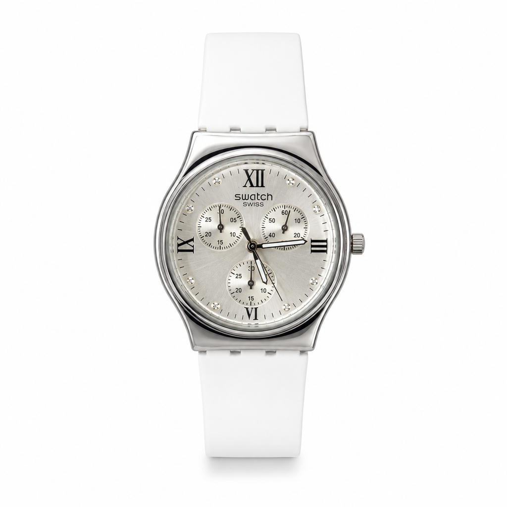 Swatch Chrono Blanc Éclat – La Pureté au Style Moderne
