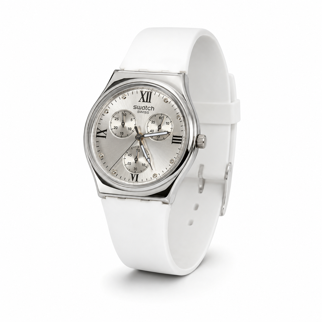 Swatch Chrono Blanc Éclat – La Pureté au Style Moderne