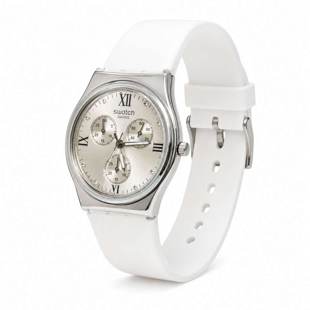 Swatch Chrono Blanc Éclat – La Pureté au Style Moderne