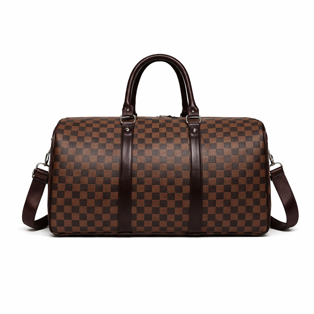 Sac de Voyage Damier Marron - Duffle Bag Luxe Classique | Week-end Premium Tunisie