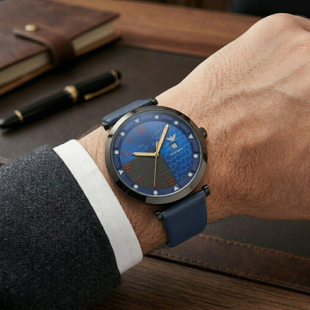 Montre Homme Emporio Armani AR5892 – Design Bleu Élégant, Bracelet Silicone Bleu, Quartz