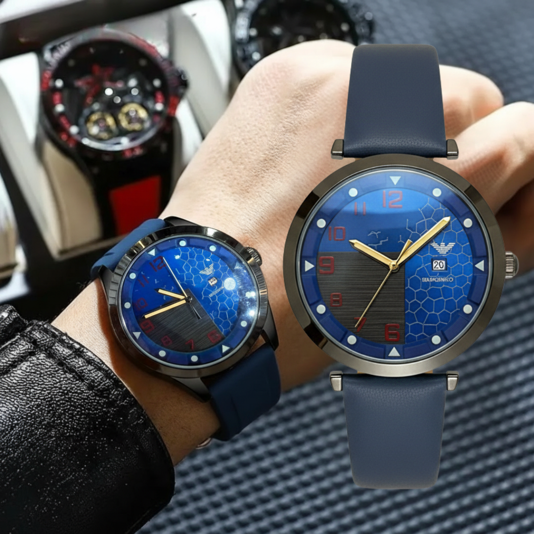 Montre Homme Emporio Armani AR5892 – Design Bleu Élégant, Bracelet Silicone Bleu, Quartz