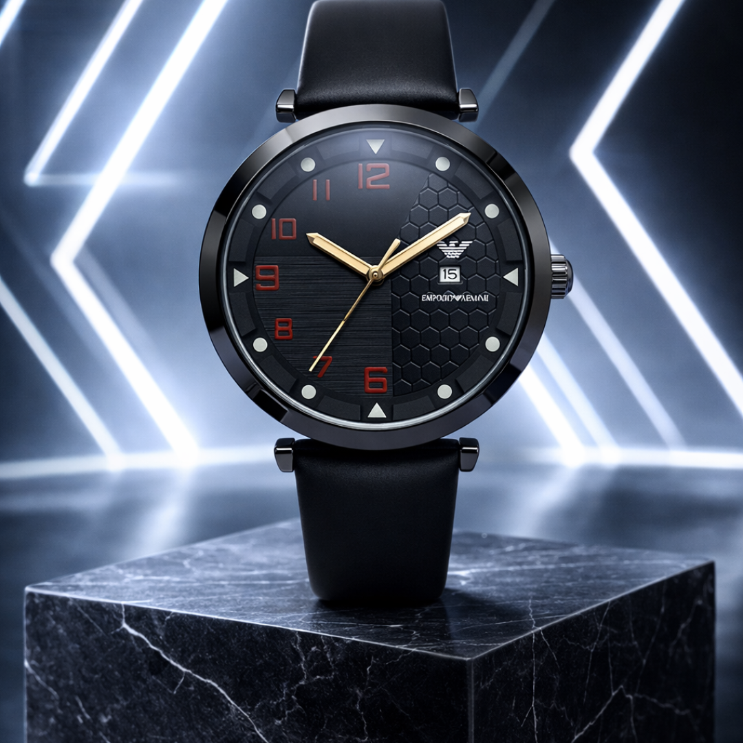 Montre Homme Emporio Armani AR5892 – Design Noir Élégant, Bracelet Silicone Noir, Quartz