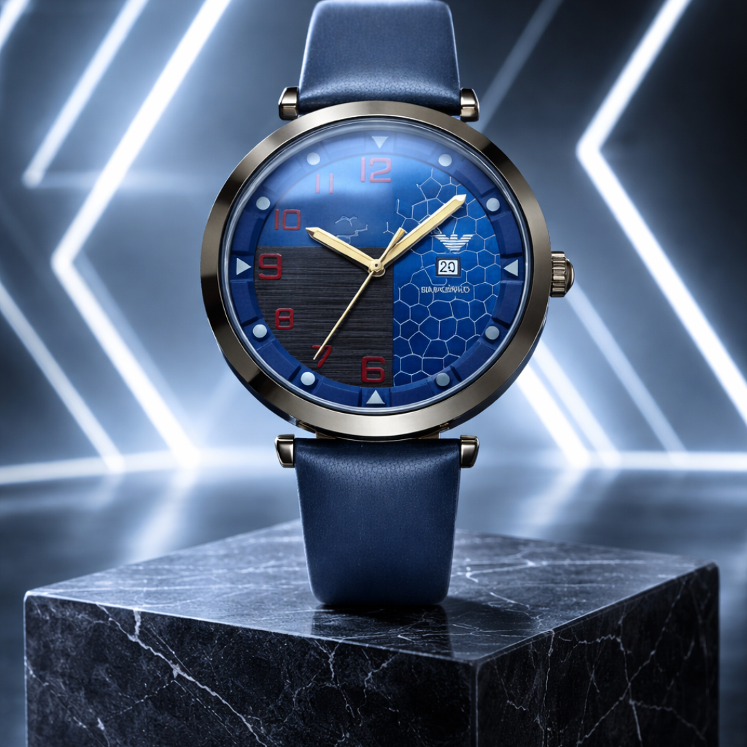 Montre Homme Emporio Armani AR5892 – Design Bleu Élégant, Bracelet Silicone Bleu, Quartz