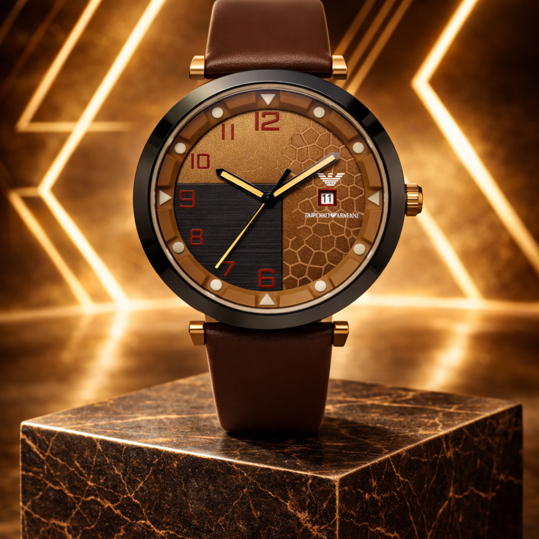 Montre Homme Emporio Armani AR5892 – Design Marron Élégant, Bracelet Silicone Marron, Quartz