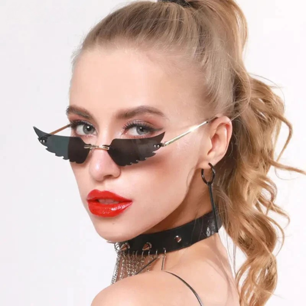 Lunettes de Soleil Ailes d’Ange – Style Futuriste Sans Monture UV400