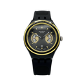 Montre Swatch Chronographe Noire et Or - Design Bicolore Élégant