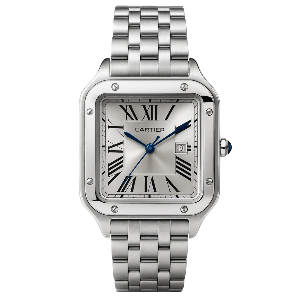 Montre Cartier Style Santos en Acier Inoxydable Argent – Design Classique et Intemporel