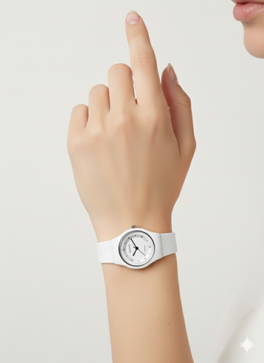 Montre Femme Swatch 3162 Sport Blanche – Élégance Pure & Style Intemporel 26–28mm