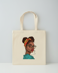 Tote Bag Afro Girl Portrait - Sac Toile Femme Illustration | Design Empowerment Tunisie