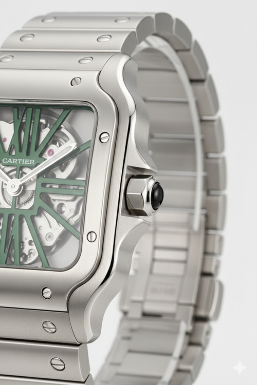 Cartier Santos Skeleton Argent – Bracelet Acier Inoxydable
