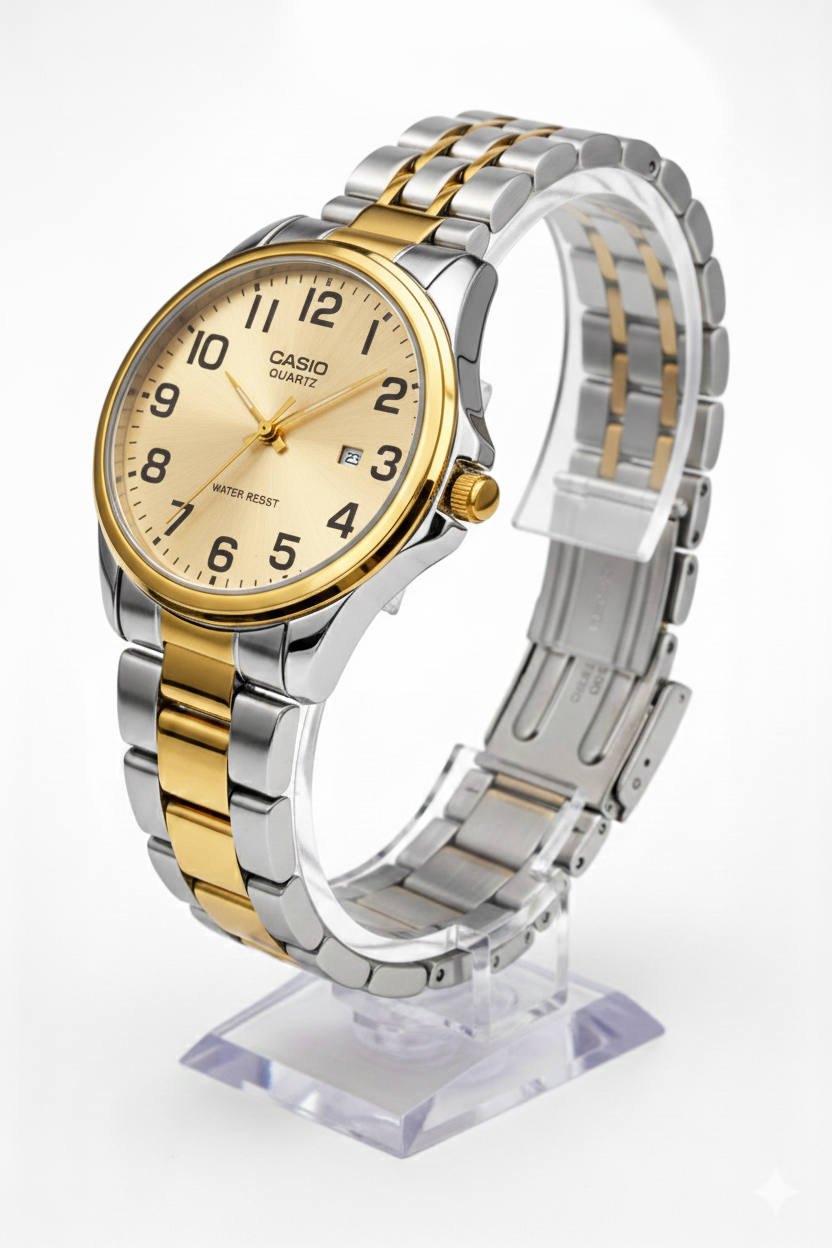 Montre Casio Enticer MTP-1215SG-9B - Bicolore Acier Inoxydable et Cadran Champagne