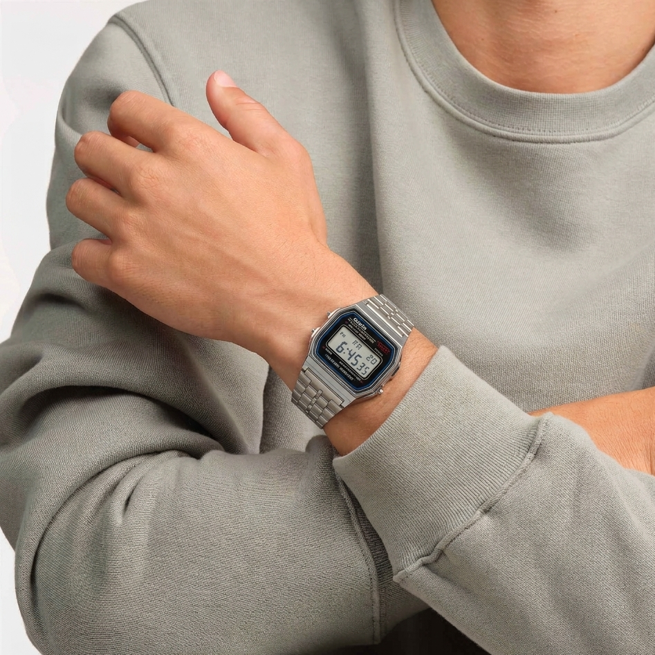Montre Casio Numérique Rétro Homme – Acier Inoxydable, Étanche, Style Vintage