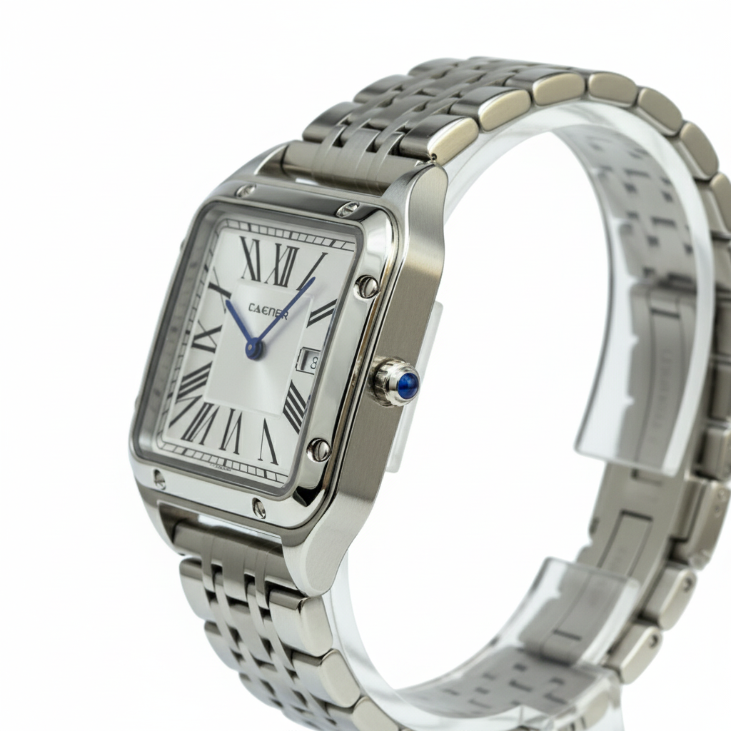 Montre Cartier Style Santos en Acier Inoxydable Argent – Design Classique et Intemporel