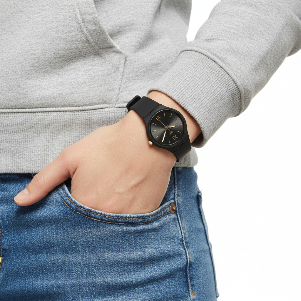 Montre Swatch Noire et Or : Élégance Minimaliste