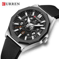 Montre Homme CURREN 8437 – noir-Chronographe Sport Élégant, Bracelet Silicone, Étanche 3ATM, Quartz