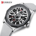 Montre Homme CURREN 8437 – Gris / Argenté-Chronographe Sport Élégant, Bracelet Silicone, Étanche 3ATM, Quartz