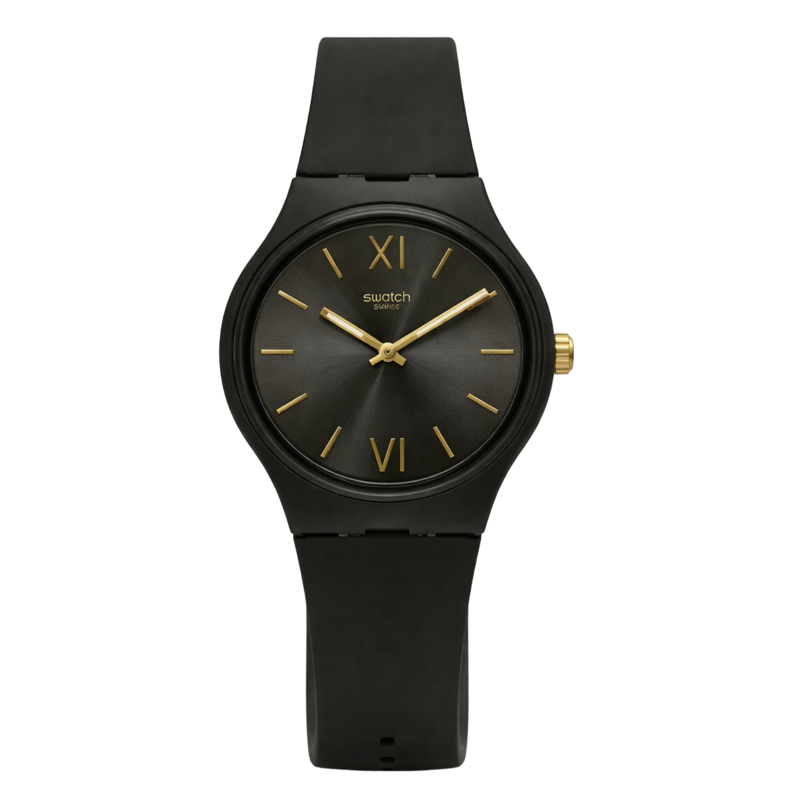 Montre Swatch Noire et Or : Élégance Minimaliste