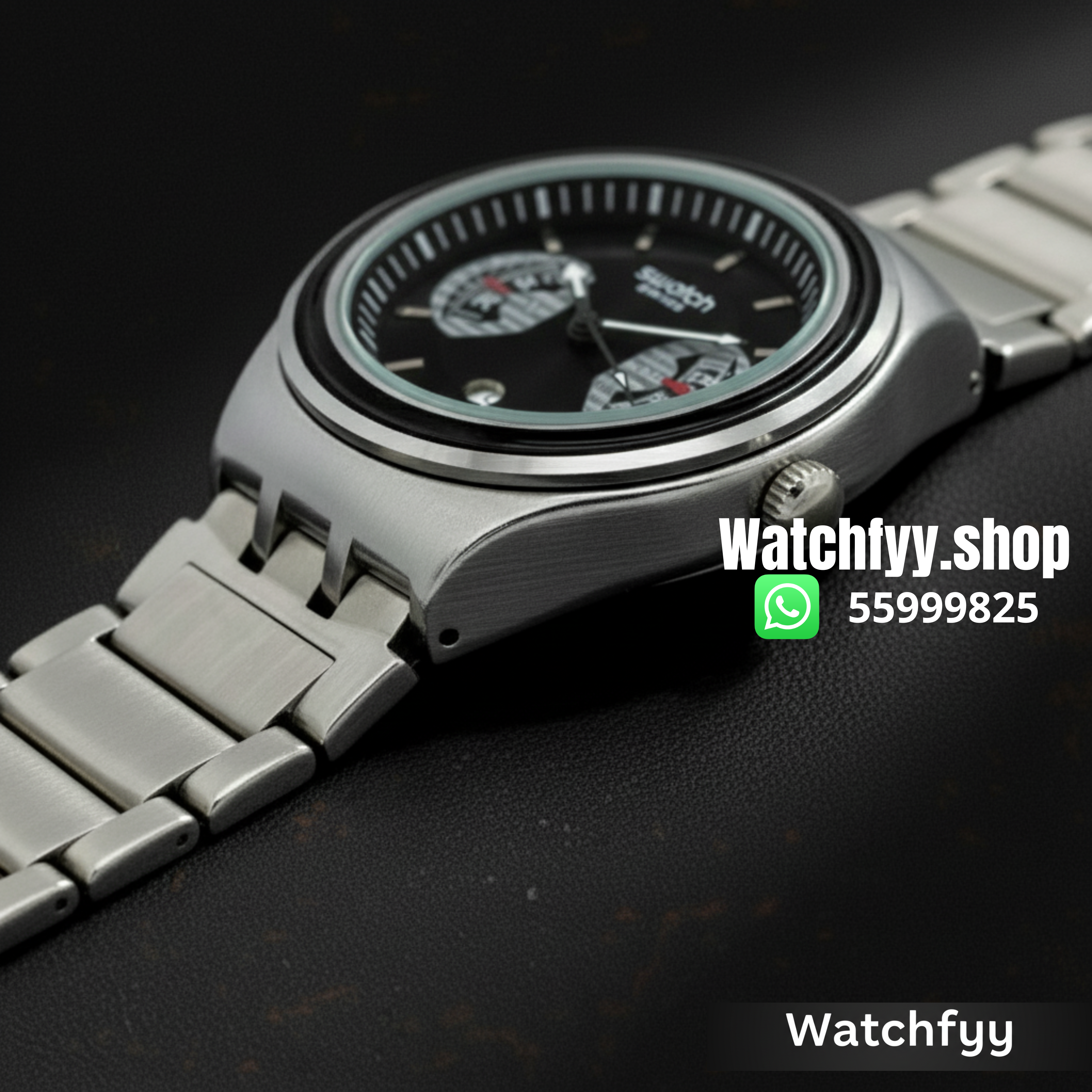 Montre Swatch Irony Chrono Cadran Noir Acier Inoxydable