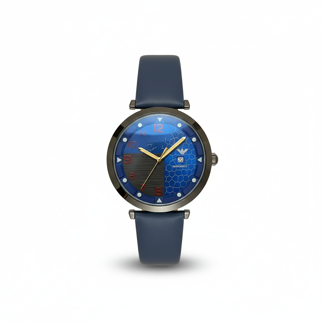 Montre Homme Emporio Armani AR5892 – Design Bleu Élégant, Bracelet Silicone Bleu, Quartz