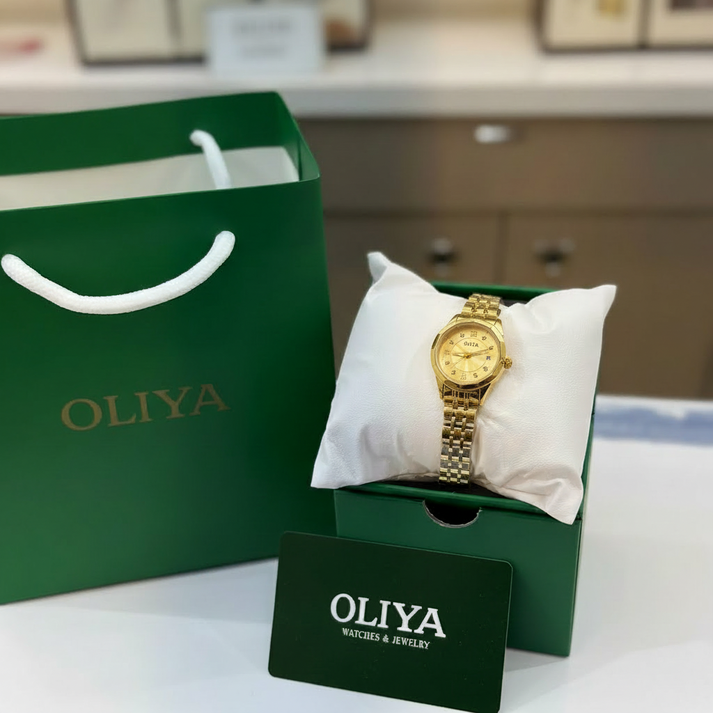 Montre OLIYA Dorée Cadran Champagne avec Date – Élégance Luxueuse et Raffinement Intemporel