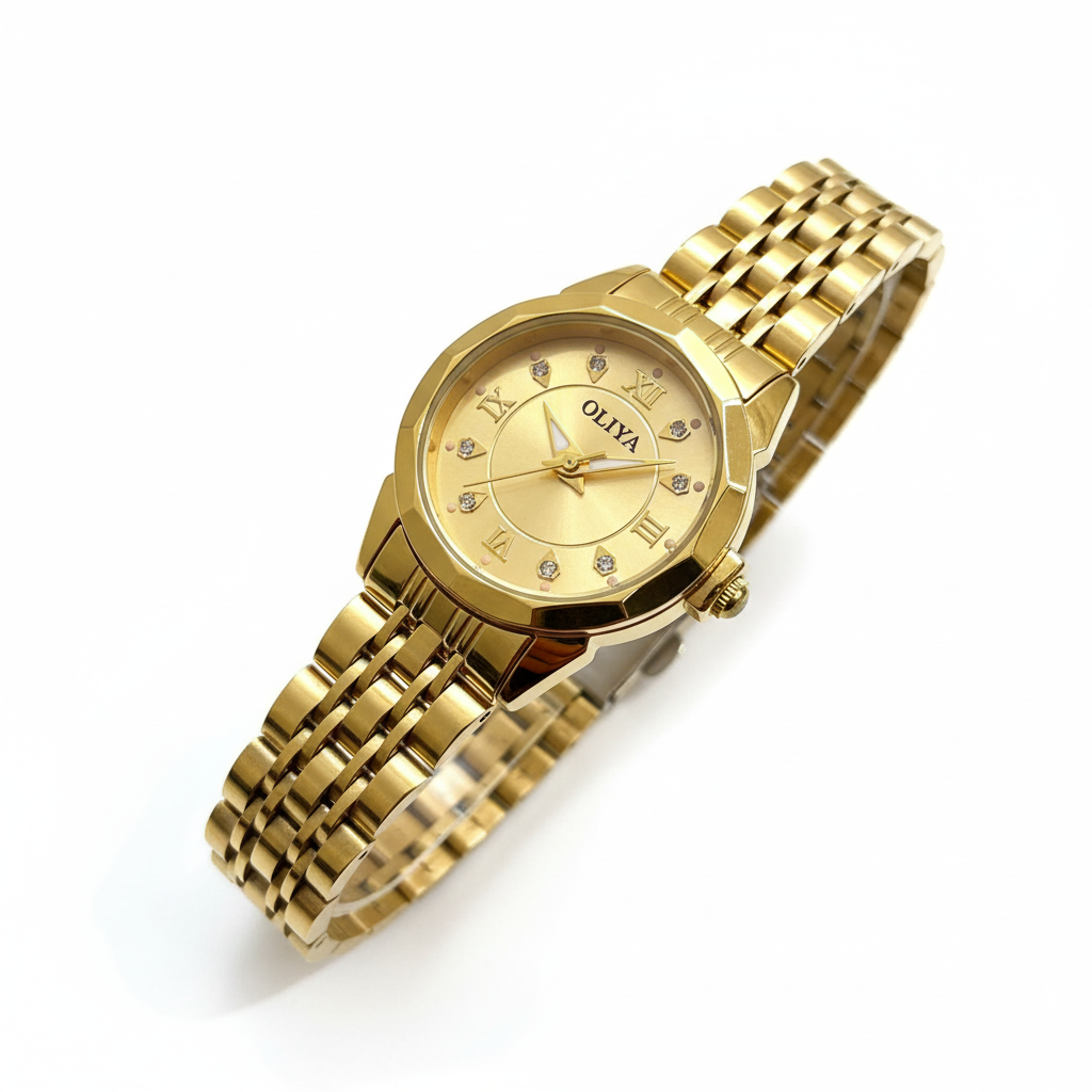 Montre OLIYA Dorée Cadran Champagne avec Date – Élégance Luxueuse et Raffinement Intemporel