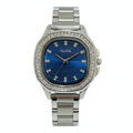 Montre OLIYA Argentée Sertie de Cristaux – Cadran Bleu Élégant et Moderne