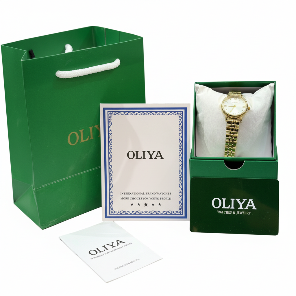 Montre OLIYA Dorée Classique – Cadran Blanc Soleil et Élégance Intemporelle