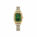Montre OLIYA Rectangulaire Dorée &amp; Argent – Cadran Vert Émeraude et Éclat Précieux
