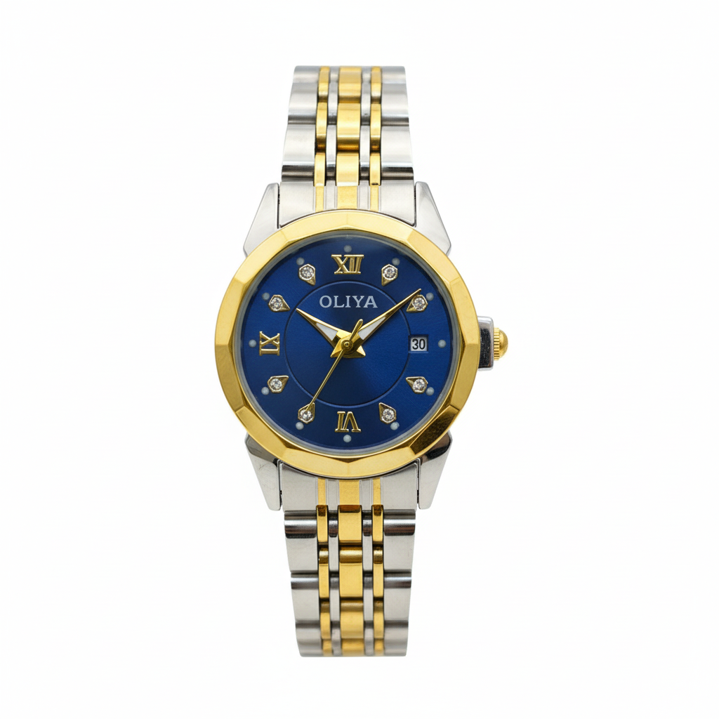 Montre OLIYA Bleu Royal avec Date – Prestige Moderne et Élégance Raffinée