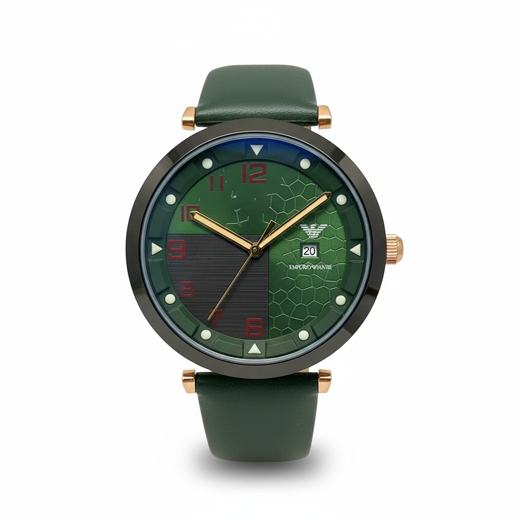 Montre Homme Emporio Armani AR5892 – Design Vert Élégant, Bracelet Silicone Vert, Quartz