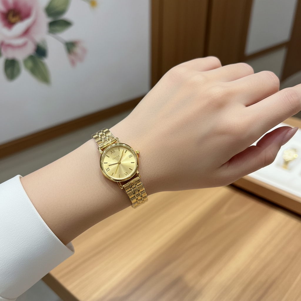 Montre OLIYA Dorée Classique – Cadran Soleil Élégant et Raffinement Intemporel