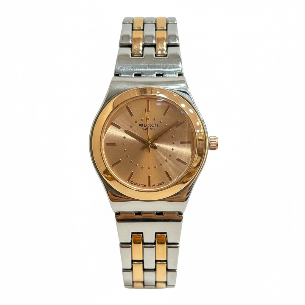 Swatch Champagne Dual Tone – L’Élégance Subtile au Fini Lumineux
